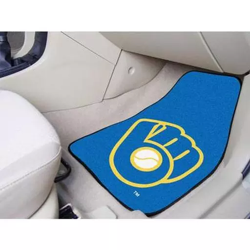 Milwaukee Brewers "Ball in Glove" 2-piece Carpeted Car Mats 17"x27"