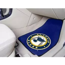 Click here to learn more about the St. Louis Blues 2-pc Printed Carpet Car Mats 17"x27".