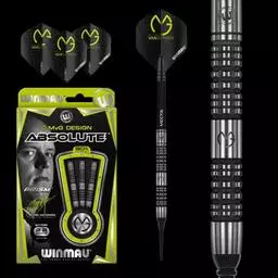 Click here to learn more about the Winmau MvG Design Absolute 90% Tungsten Soft Tip Darts 20 Gram.