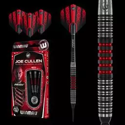 Click here to learn more about the Winmau Joe Cullen 18 gram barrel/20 gram full 90% Tungsten Alloy Soft Tip Darts.