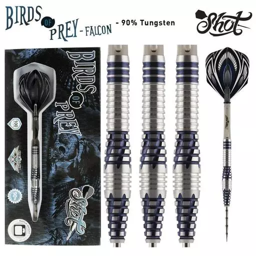Shot! Darts Birds of Prey Falcon Steel Tip Dart Set 90% Tungsten 23 Gram