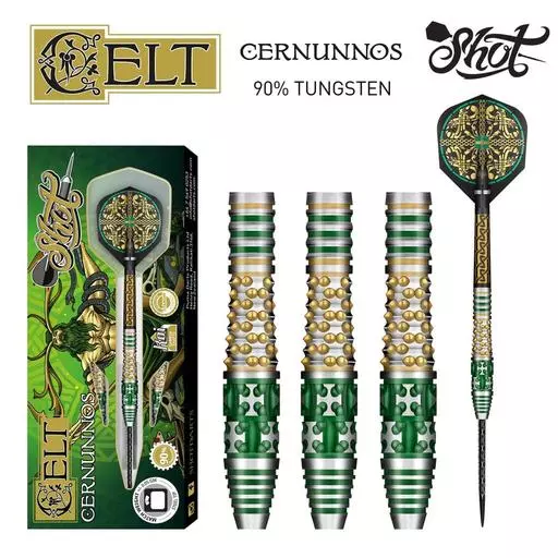 Shot! Darts CELT CERNUNNOS STEEL TIP DART SET - 90% TUNGSTEN BARRELS