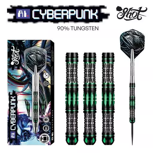 Shot! Darts AI CYBERPUNK STEEL TIP DART SET - 90% TUNGSTEN BARRELS