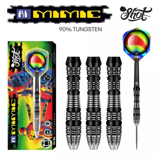 Shot! Darts AI MIMIC STEEL TIP DART SET - 90% TUNGSTEN BARRELS