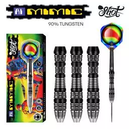 Click here to learn more about the Shot! Darts AI MIMIC STEEL TIP DART SET - 90% TUNGSTEN BARRELS.