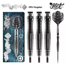 Click here to learn more about the Shot! Darts TRIBAL WEAPON 4 SERIES - STEEL TIP DART SET - 90% TUNGSTEN BARRELS.