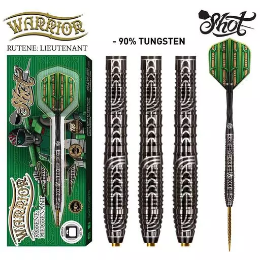 Shot! Darts WARRIOR RUTENE STEEL TIP DART SET - 90% TUNGSTEN BARRELS