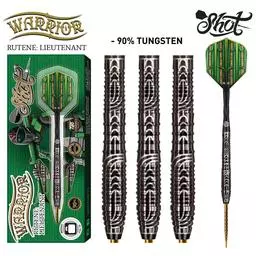 Click here to learn more about the Shot! Darts WARRIOR RUTENE STEEL TIP DART SET - 90% TUNGSTEN BARRELS.