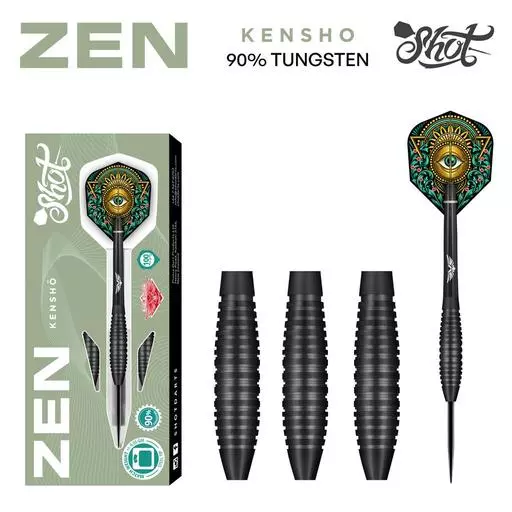 Shot! Darts ZEN KENSHO STEEL TIP DART SET - 90% TUNGSTEN BARRELS