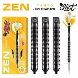 Click here to learn more about the Shot! Darts ZEN TANTO STEEL TIP DART SET - 90% TUNGSTEN BARRELS.