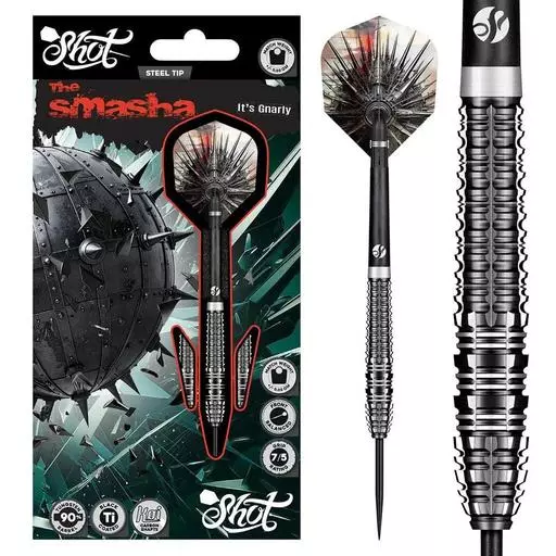 Shot Darts! Gnarly Smasha Steel Tip Dart Set-90% Tungsten Barrels