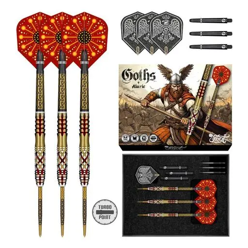 Shot Darts! Goths Alaric Steel Tip Dart Set - 95% Tungsten Barrels