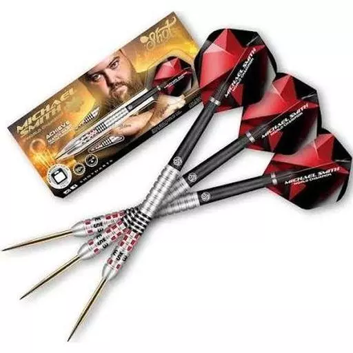 Shot! Darts Michael Smith Achieve Steel Tip Dart Set-90% Tungsten Barrels