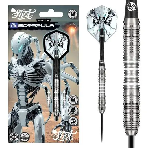 Shot Darts! AI Scorpula 23 Gram Steel Tip Dart Set-90% Tungsten Barrels
