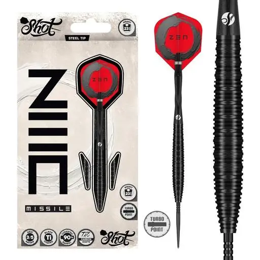 Shot Darts! Zen Missile 22 Gram Steel Tip Dart Set - 90% Tungsten Barrels