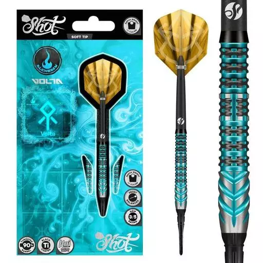 Shot! Darts Alchemy Volta Soft Tip Dart Set-90% Tungsten Barrels 20 Grams