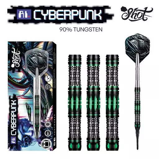 Shot! Darts AI CYBERPUNK SOFT TIP DART SET - 90% TUNGSTEN BARRELS