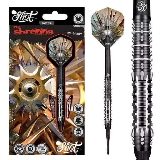 Shot Darts! Gnarly Shredda Soft Tip Dart Set-90% Tungsten Dart Barrels 20 Grams