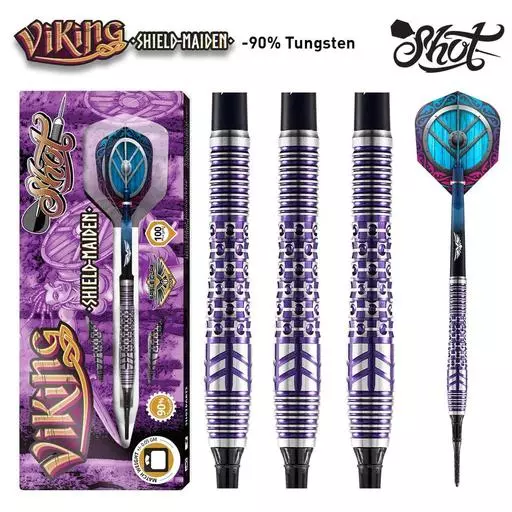 Shot! Darts VIKING SHIELD-MAIDEN SOFT TIP DART SET - 90% TUNGSTEN BARRELS