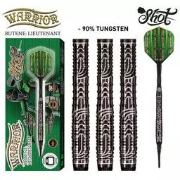 Click here to learn more about the Shot! Darts WARRIOR RUTENE SOFT TIP DART SET - 90% TUNGSTEN BARRELS.