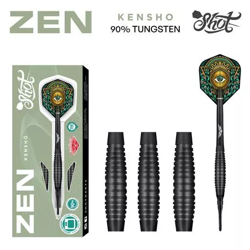 Shot! Darts ZEN KENSHO SOFT TIP DART SET - 90% TUNGSTEN BARRELS