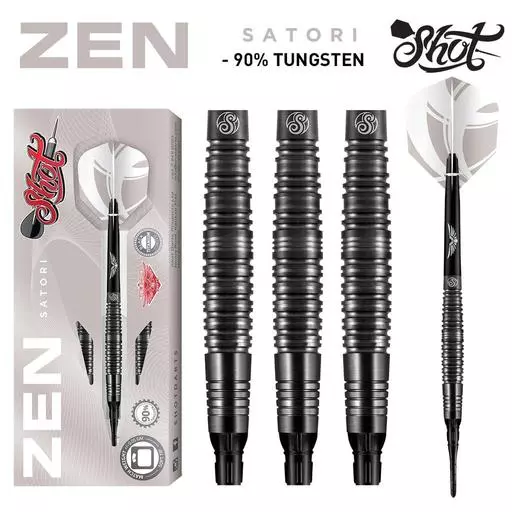 Shot! Darts ZEN SATORI SOFT TIP DART SET - 90% TUNGSTEN BARRELS