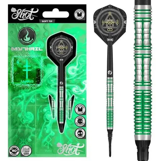 Shot Darts! Alchemy Mythril Soft Tip Darts Set-90% Tungsten Barrels