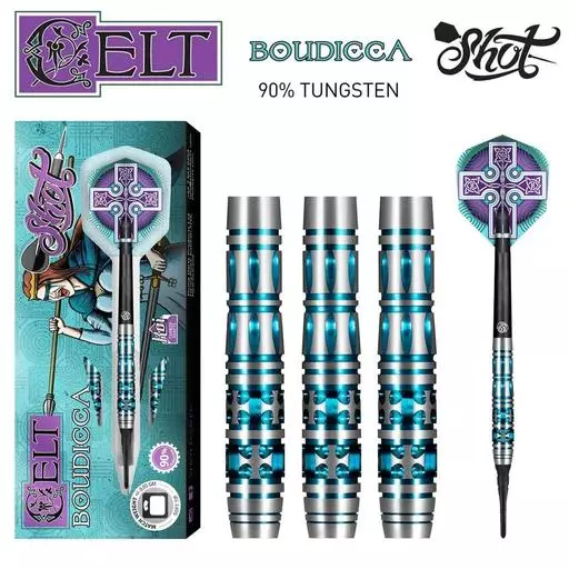 Shot! Darts Celt Boudicca Soft Tip Dart Set-90% Tungsten Barrels