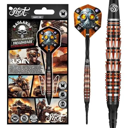 Shot! Darts Badlands Rustin Soft Tip Dart Set-90% Tungsten Barrels 20 Grams