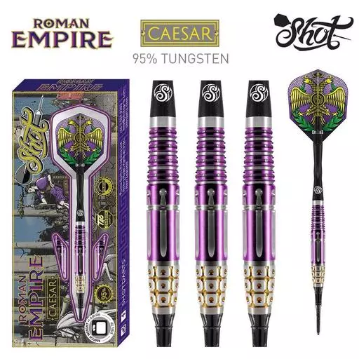 Shot! Darts Roman Empire Caesar Soft Tip Dart Set-95% Tungsten Barrels