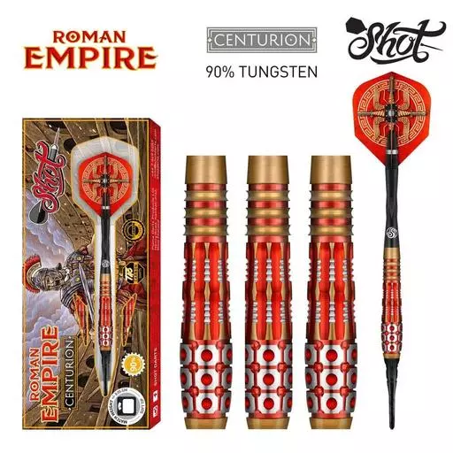 Shot! Darts Roman Empire Centurion Soft Tip Dart Set-90% Tungsten Barrels