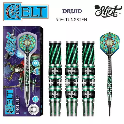 Shot! Darts Celt Druid Soft Tip Dart Set-90% Tungsten Barrels