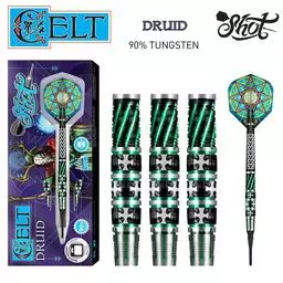 Click here to learn more about the Shot! Darts Celt Druid Soft Tip Dart Set-90% Tungsten Barrels.