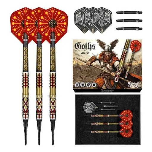Shot Darts! Goths Alaric Soft Tip Dart Set - 95% Tungsten Barrels