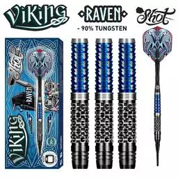 Click here to learn more about the Shot! Darts Viking Raven Soft Tip Dart Set-90% Tungsten Barrels.