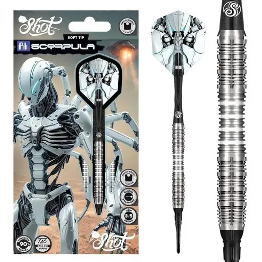 Shot Darts! AI Scorpula 20 Gram Soft Tip Dart Set-90% Tungsten Barrels
