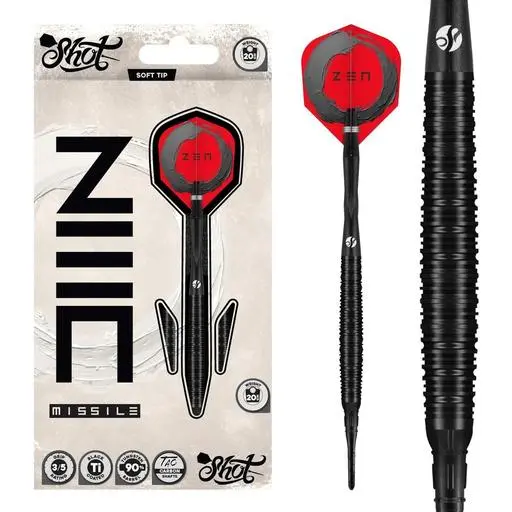 Shot Darts! Zen Missile 20 Gram Soft Tip Dart Set - 90% Tungsten Barrels