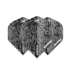 Click here to learn more about the Winmau Mega 244 Standard Dart Flights-black background with grey design.
