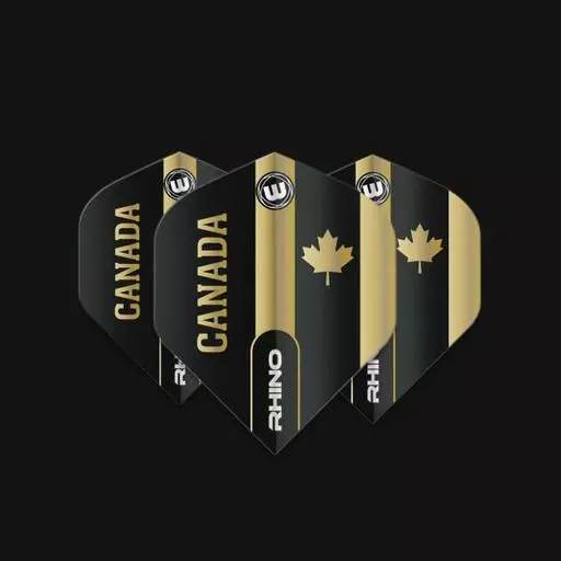 Winmau Rhino Extra Thick Standard Canada Flag Black & Gold Flights