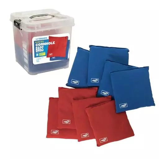Triumph 8-Pack 6" x6" 12.5 oz. Microfiber Bean Bags w/Tub (Red and Blue)
