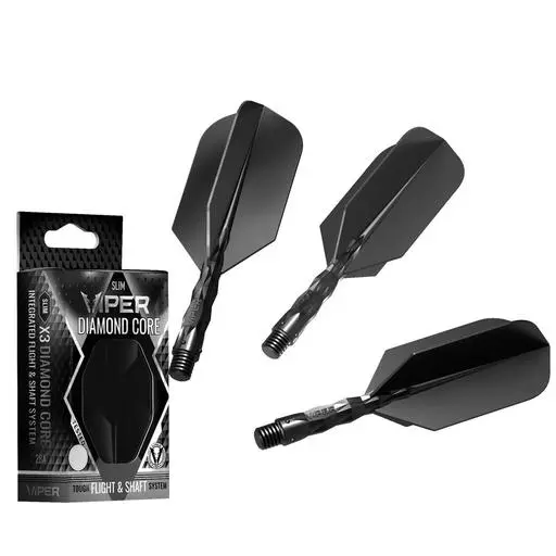 GLD Viper Diamond Core Integrated Dart Flight & Shaft System Black Slim