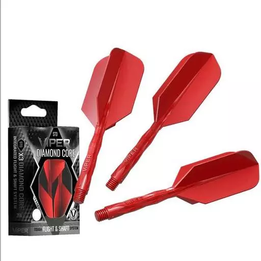 GLD Viper Diamond Core Integrated Dart Flight & Shaft System Slim Red