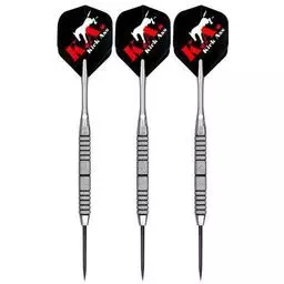 Click here to learn more about the Bottelsen Kick Ass 90% Tungsten Fixed Point Coarse Knurl Steel Tip Darts.