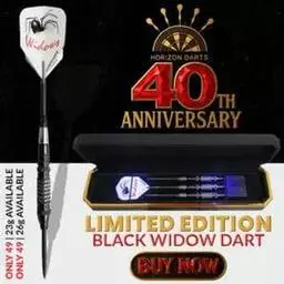 Click here to learn more about the Laserdart Black Widow Fixed Steel Tip Dart – Wicked Limited Edition 40year Anniversary Dart.