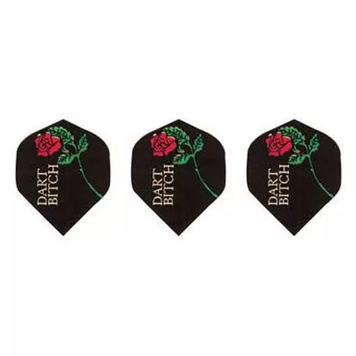 GLD Black Dart Bitch with Rose - Poly-Royal 2619 Dart Flights