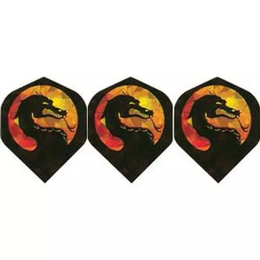 GLD Black w/ Dragon Mortal Kombat Design 2-D Glitter Dart Flights