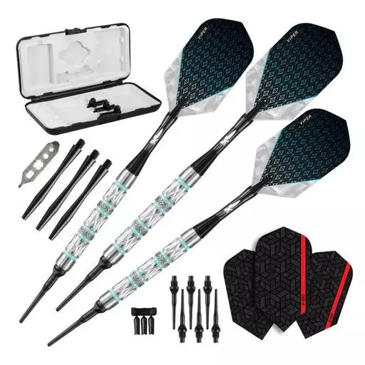Viper Diamond Darts 90% Tungsten Soft Tip Dart Set Turquoise Rings 18 Grams