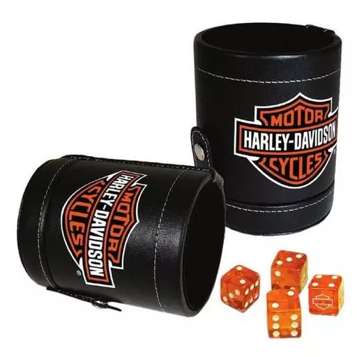 Dart World Harley-Davidson® Bar & Shield Logo Dice Cup Game Set, Leatherette Cup