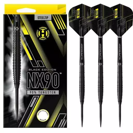 Harrows NX90 90% Black Edition Steel Tip Darts