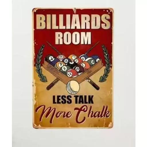 DART ADDICT BILLIARDS ROOM LESS TALK MORE CHALK VINTAGE SIGN